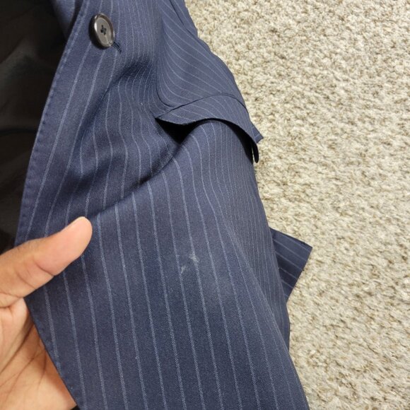 Banana Republic Blazer Mens 42L Blue Vitale Barberis Wool Lined Striped Mark* - Picture 2 of 6